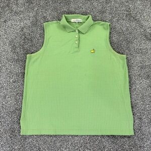 Magnolia Lane Masters Golf Polo Womens Large Green Sleeveless Waffle Knit Logo